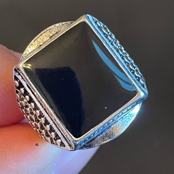 Obsidian S925 sterling silver ring size 8 - Picture 7 of 8